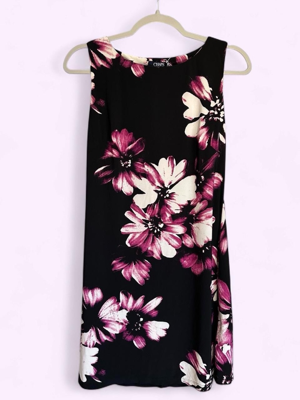 Y2K Chaps Black Floral Shift Dress